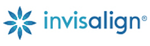 The image displays a logo with the text Invisalign and a graphic of a tooth alignment device.
