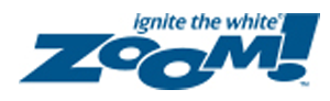 The image shows a graphic with text that reads ZOOM in bold capital letters, accompanied by a logo that includes an arrow pointing upwards and a tagline Ignite the white light.